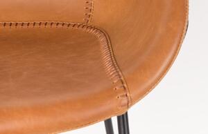 Hnědá koženková barová židle ZUIVER FESTON 76 cm