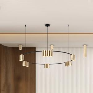 Eko-Light Závěsné světlo Genesis, hliník, černá/zlatá, 15 x GU10, Ø 100 cm, stmívatelný, Černá, Obývací pokoj / jídelna, Hliník, Design