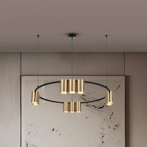 Eko-Light Závěsné světlo Genesis, hliník, černá/zlatá, 10 x GU10, Ø 60 cm, stmívatelný, Černá, Obývací pokoj / jídelna, Hliník, Design