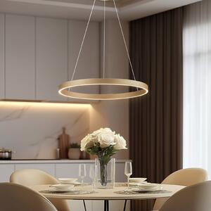 Lucande Smart LED závěsné svítidlo Yonam, zlatá, 1 světlo, Tuya, stmívatelný, Mosaz / zlato, Obývací pokoj / jídelna, Hliník, Moderní