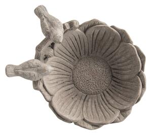 Cementové ptačí pítko/krmítko ve tvaru květiny s dekorací ptáčků - 24*23*11 cm