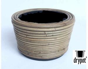 Kulatý ratanový květináč Drypot Stripe antik šedá - Ø24*14 cm