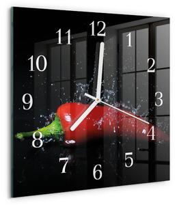 Skleněné hodiny Chilli papričky zskb-30x30-00079311
