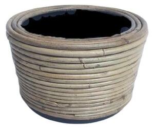 Kulatý ratanový květináč Drypot Stripe antik šedá - Ø24*14 cm