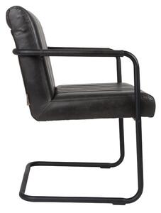 Černá koženková jídelní židle DUTCHBONE Stitched s područkami
