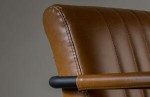 Hnědá koženková jídelní židle DUTCHBONE Stitched s područkami