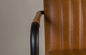 Hnědá koženková jídelní židle DUTCHBONE Stitched s područkami