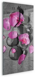 Skleněné hodiny vertikální Orchidejové kameny zsppc-30x60-00183097
