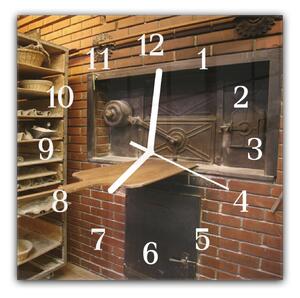 Nástěnné hodiny 30x30cm kamenná pec v pekárně - plexi