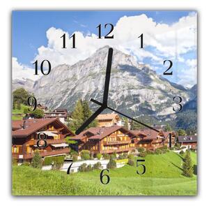 Nástěnné hodiny 30x30cm hory Alpská krajina - plexi