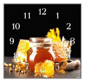 Nástěnné hodiny 30x30cm čerstvý med ve sklenici - plexi