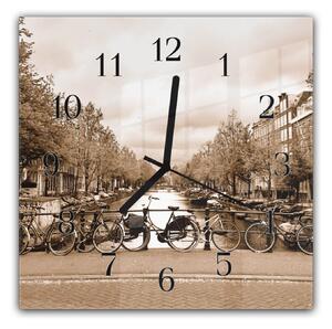 Nástěnné hodiny 30x30cm centrum Amsterdamu - plexi