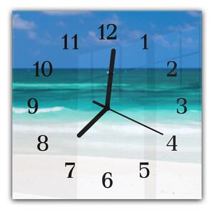 Nástěnné hodiny 30x30cm tropické moře - kalené sklo