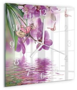 Skleněné hodiny Motýli zskb-30x30-00087157