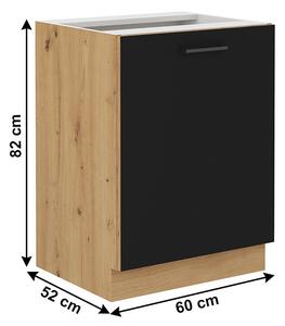 Dolní kuchyňská skříňka Meriel 60 D 1F BB (černá + dub artisan). 1033975