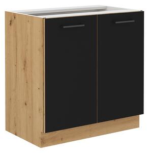 Dolní kuchyňská skříňka Meriel 80 D 2F BB (černá + dub artisan). Vlastní profesionální přeprava až k Vám domů 1033974