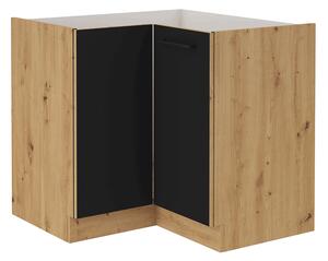 Rohová dolní kuchyňská skříňka Meriel 90/90 DN 1F BB (černá + dub artisan). Vlastní profesionální přeprava až k Vám domů 1033979