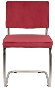 Červená manšestrová jídelní židle ZUIVER RIDGE RIB s matným rámem