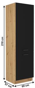 Skříňka na vestavěnou lednici Meriel 60 LO-210 2F (černá + dub artisan). 1033994