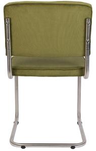 Zelená manšestrová jídelní židle ZUIVER RIDGE RIB s matným rámem
