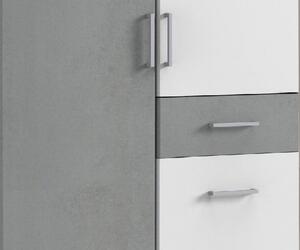 Šatní skříň bez zrcadla Click, 91 cm, bílá/šedý beton