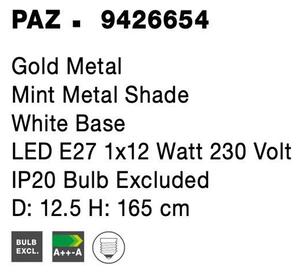 Nova Luce Stojací lampa PAZ zlatý kov, E27 1x12W Barva: Bílá