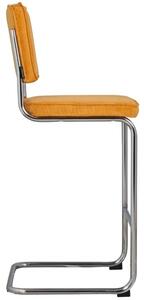 Žlutá manšestrová barová židle ZUIVER RIDGE RIB 75 cm