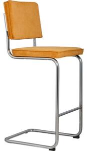 Žlutá manšestrová barová židle ZUIVER RIDGE RIB 75 cm