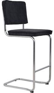 Černá manšestrová barová židle ZUIVER RIDGE KINK RIB 75 cm