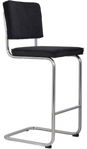 Černá manšestrová barová židle ZUIVER RIDGE RIB 75 cm