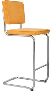 Žlutá manšestrová barová židle ZUIVER RIDGE KINK RIB 75 cm