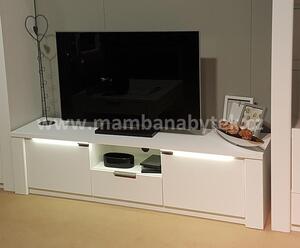 Televizní stolek Artico AR63, bílá lesk/dub riviéra, LED osvětlení + samodovírání