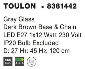 Nova Luce Závěsné svítidlo TOULON, 27cm, E27 1x12W Barva: Čiré sklo