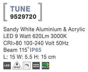 Nova Luce Venkovní nástěnné svítidlo TUNE, LED 9W 3000K 115st. IP65 Barva: Černá