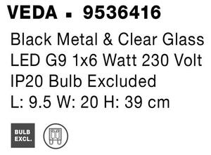 Nova Luce Nástěnné svítidlo VEDA, čiré sklo G9 1x6W Barva: Černá