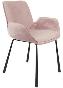 Růžová sametová jídelní židle ZUIVER BRIT