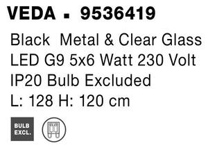 Nova Luce Závěsné svítidlo VEDA, čiré sklo G9 5x6W Barva: Černá