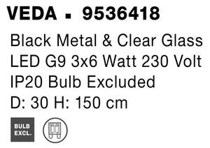 Nova Luce Závěsné svítidlo VEDA, čiré sklo G9 3x6W Barva: Černá