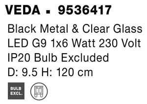 Nova Luce Závěsné svítidlo VEDA, čiré sklo G9 1x6W Barva: Černá