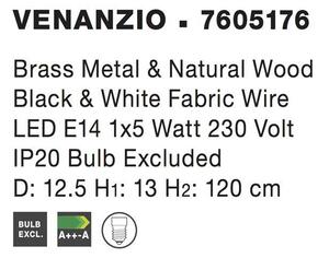 Nova Luce Závěsné svítidlo VENANZIO, přírodní dřevo E14 1x5 W Barva: Měď