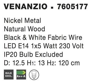 Nova Luce Závěsné svítidlo VENANZIO, přírodní dřevo E14 1x5 W Barva: Matná černá