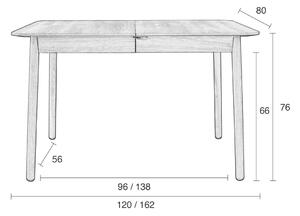 Černý jasanový rozkládací jídelní stůl ZUIVER GLIMPS 120/162x80 cm