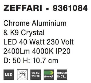 Nova Luce Stropní svítidlo ZEFFARI, K9 křišťál LED 40W 4000K Barva: Chrom