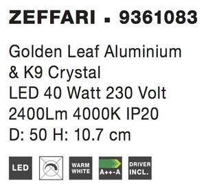 Nova Luce Stropní svítidlo ZEFFARI, K9 křišťál LED 40W 4000K Barva: Zlatá