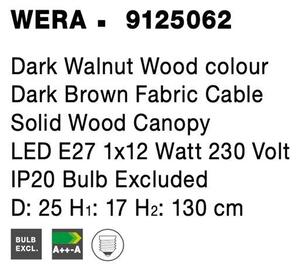 Nova Luce Závěsné svítidlo WERA, 25cm, E27 1x12W Barva: Tmavý ořech