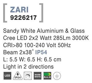 Nova Luce Venkovní nástěnné svítidlo ZARI, LED 2x2W 3000K 2x38st. IP54 světlo ve dvou směrech Barva: Bílá