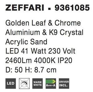 Nova Luce Stropní svítidlo ZEFFARI, K9 křišťál a akryl LED 41W 4000K Barva: Zlatá