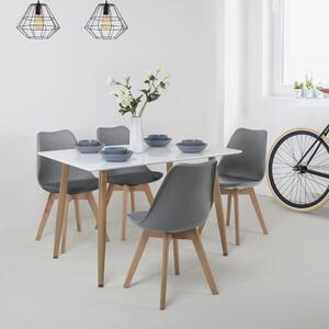 Set jídelního nábytku stůl KARUP + 4ks židle KINGSTON šedá