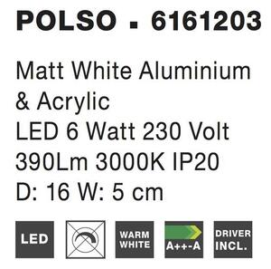 Nova Luce Nástěnné svítidlo POLSO matný bílá hliník LED 6W 3000K