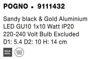 Nova Luce Bodové svítidlo POGNO černá a zlatý hliník GU10 1x10W
